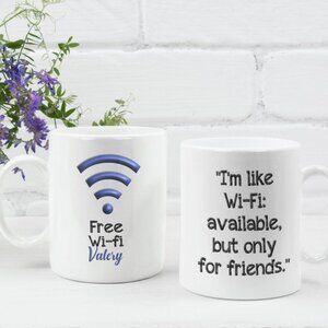 1 FREE WI-FI White Mug, Personalized, 11oz Coffee Cup, Custom Mug, 11oz